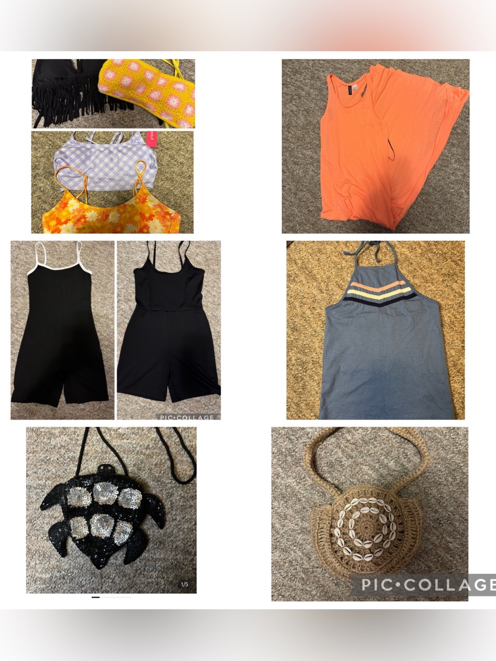 Womenās End of Summer Bundle: bikini tops, maxi dress, rompers, halter & purses